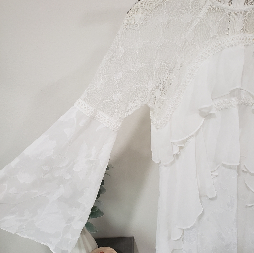 White Ruffle Lace Dress - Picture 2 of 4